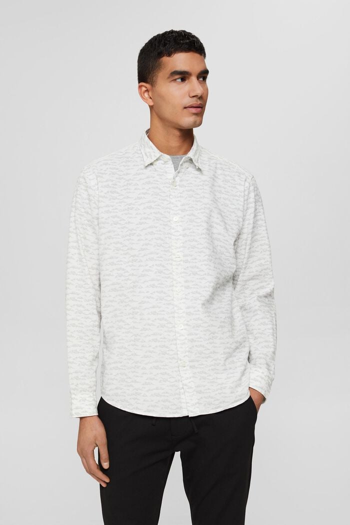 Katoenen overhemd met print, OFF WHITE, detail image number 0