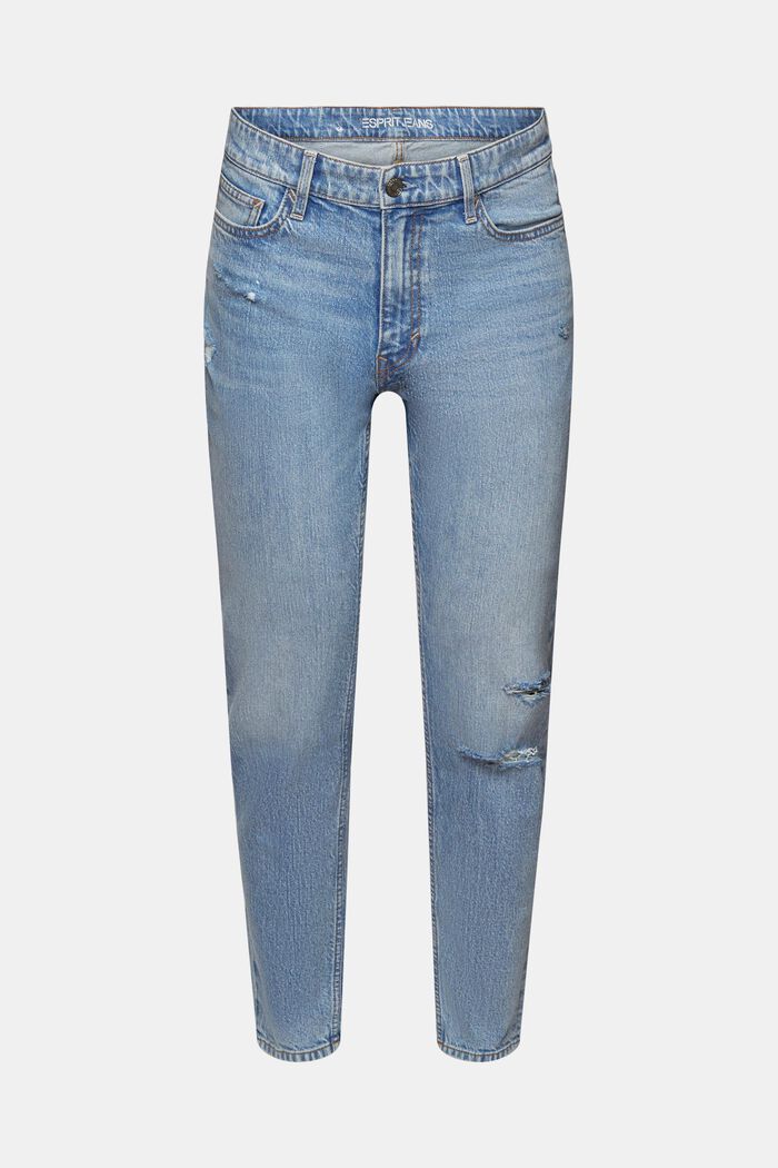 Mid rise regular tapered jeans, BLUE LIGHT WASHED, detail image number 6