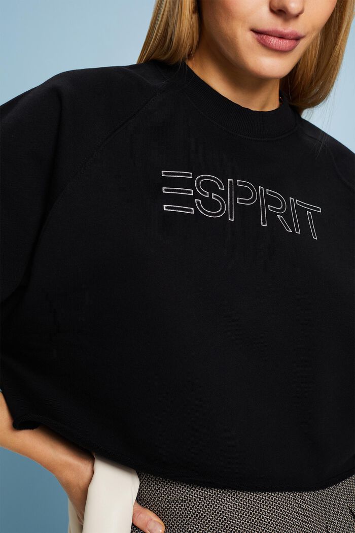 Cropped sweatshirt met logo, BLACK, detail image number 2