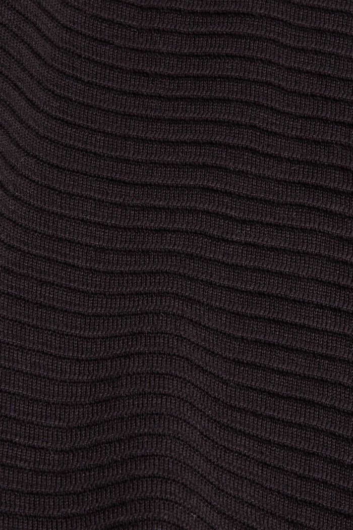 Ribgebreide jurk, 100% biologisch katoen, BLACK, detail image number 4