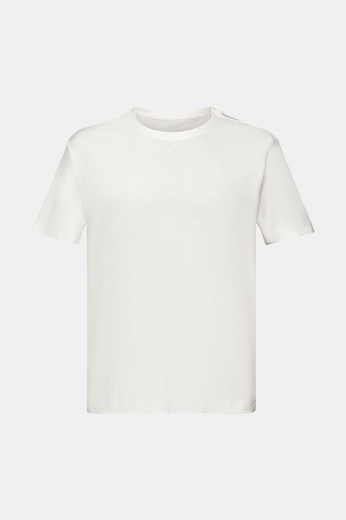 T-shirt van katoen en linnen, OFF WHITE, detail image number 5