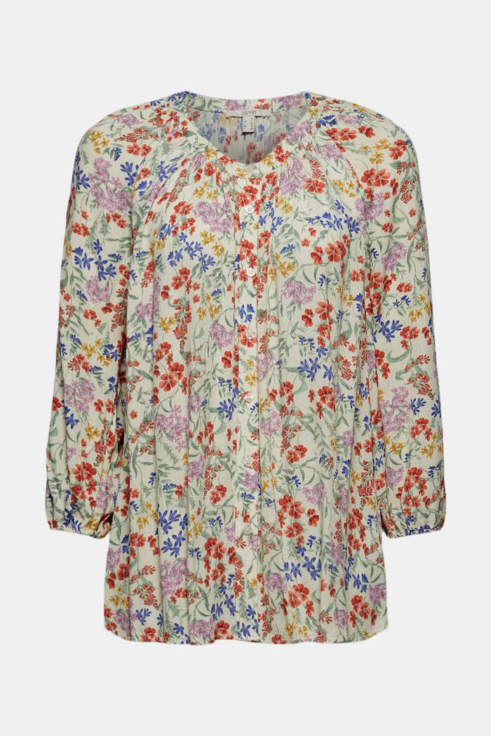 Crinkle-blouse met millefleursprint, OFF WHITE, detail image number 7