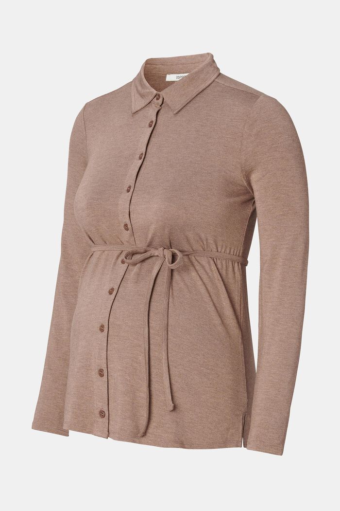 Jersey blouse met voedingsfunctie, TAUPE GREY, detail image number 4
