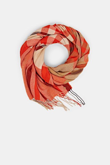 Gerecycled: geruite sjaal met franjes