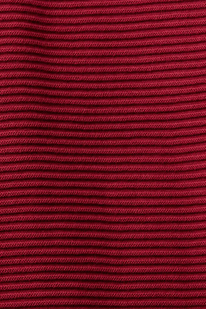 Gestructureerd trui met een hoge hals en tunnelkoordje, CHERRY RED, detail image number 5