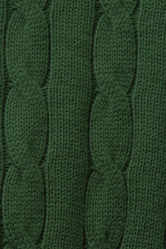 Gebreide kabeltrui met logo, EMERALD GREEN, detail image number 5