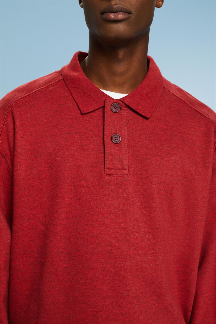 Polo-sweatshirt met lange mouwen, DARK RED, detail image number 3