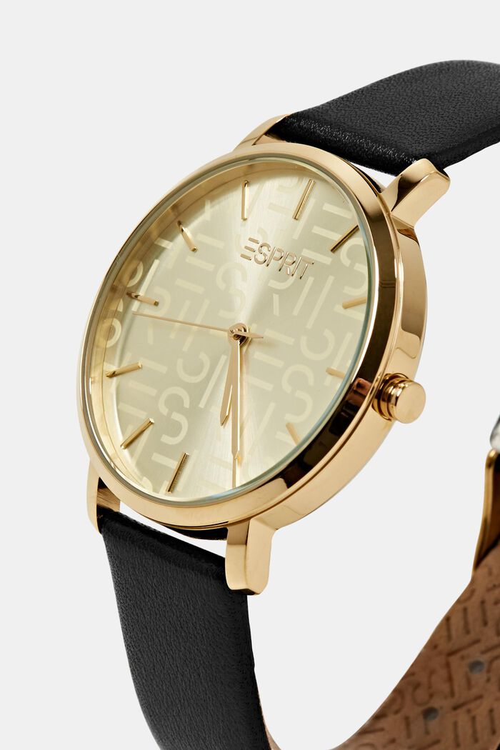 Edelstalen horloge met logo wijzerplaat, GOLD, detail image number 1