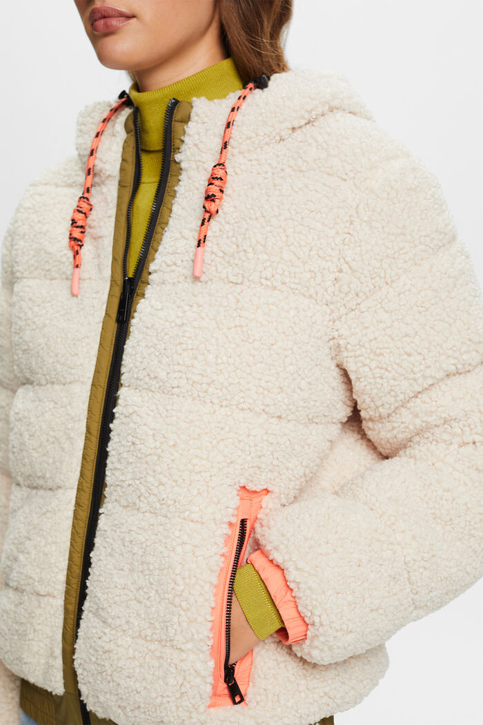 Gerecycled: omkeerbare jas met teddy, CREAM BEIGE, detail image number 2