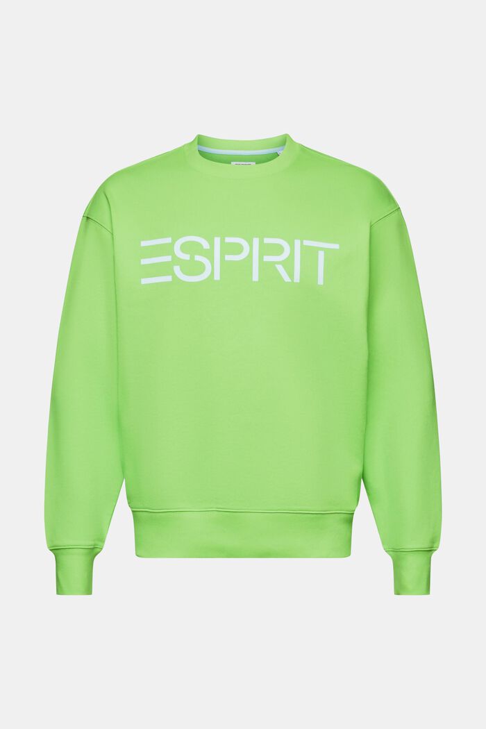 Sweatshirt met logo en ronde hals, CITRUS GREEN, detail image number 6