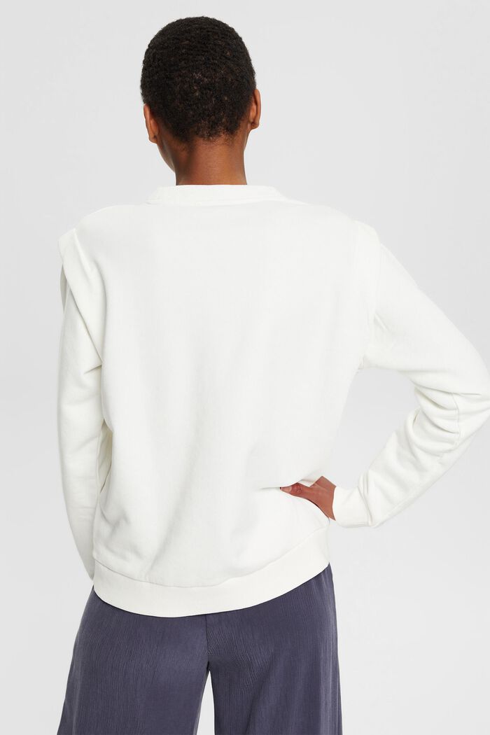 Gerecycled: sweatshirt met schouderdetail, OFF WHITE, detail image number 3