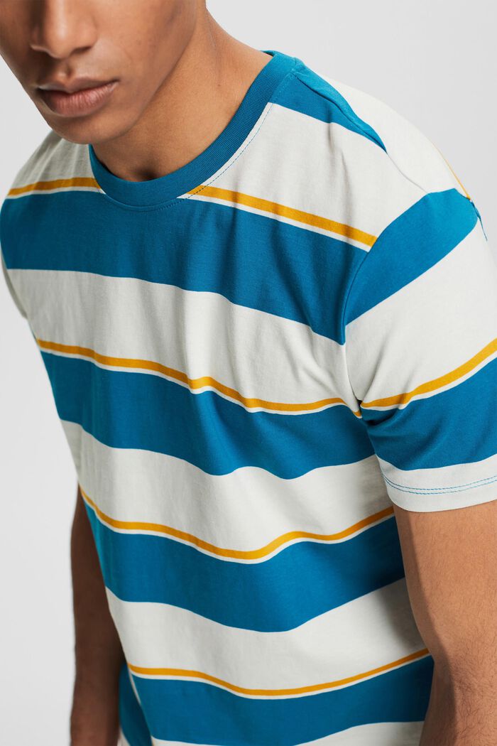 Jersey T-shirt met streepmotief, TEAL BLUE, detail image number 1