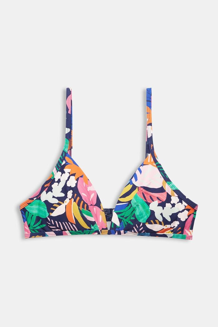 Gewatteerde bikinitop met kleurrijk motief, NAVY, detail image number 4