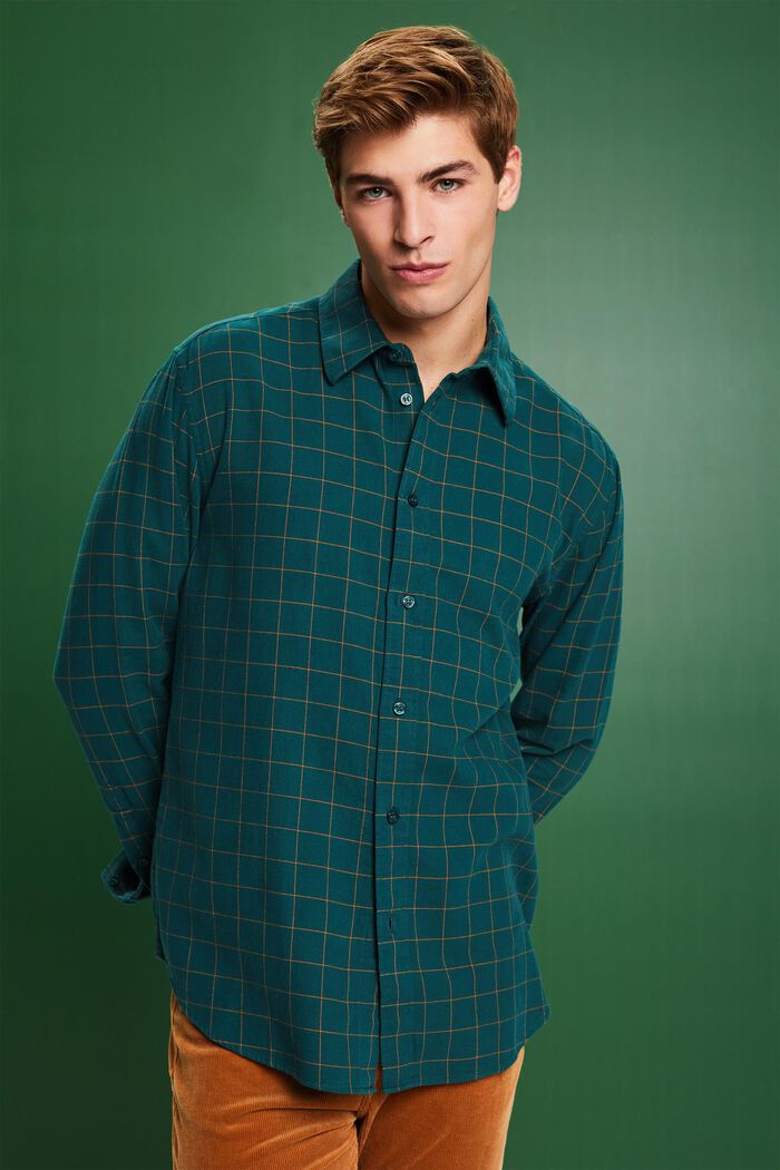 Geruit regular fit-overhemd van flanel, EMERALD GREEN, detail image number 0