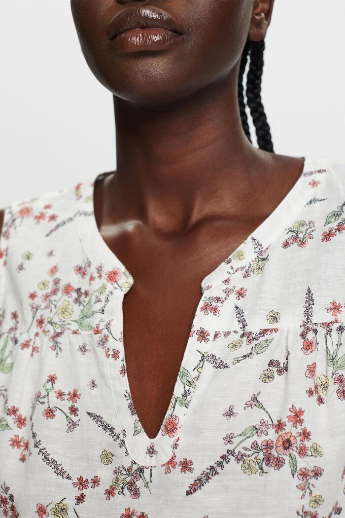 Mouwloze blouse, mix van linnen en katoen, OFF WHITE, detail image number 2
