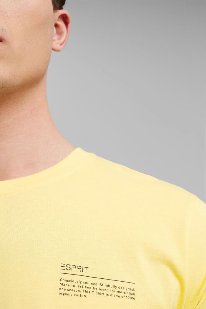 Jersey T-shirt met print, 100% biologisch katoen, LIGHT YELLOW, detail image number 1