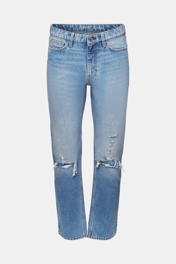 Jeans met middelhoge taille en rechte pijpen, BLUE MEDIUM WASHED, detail image number 7