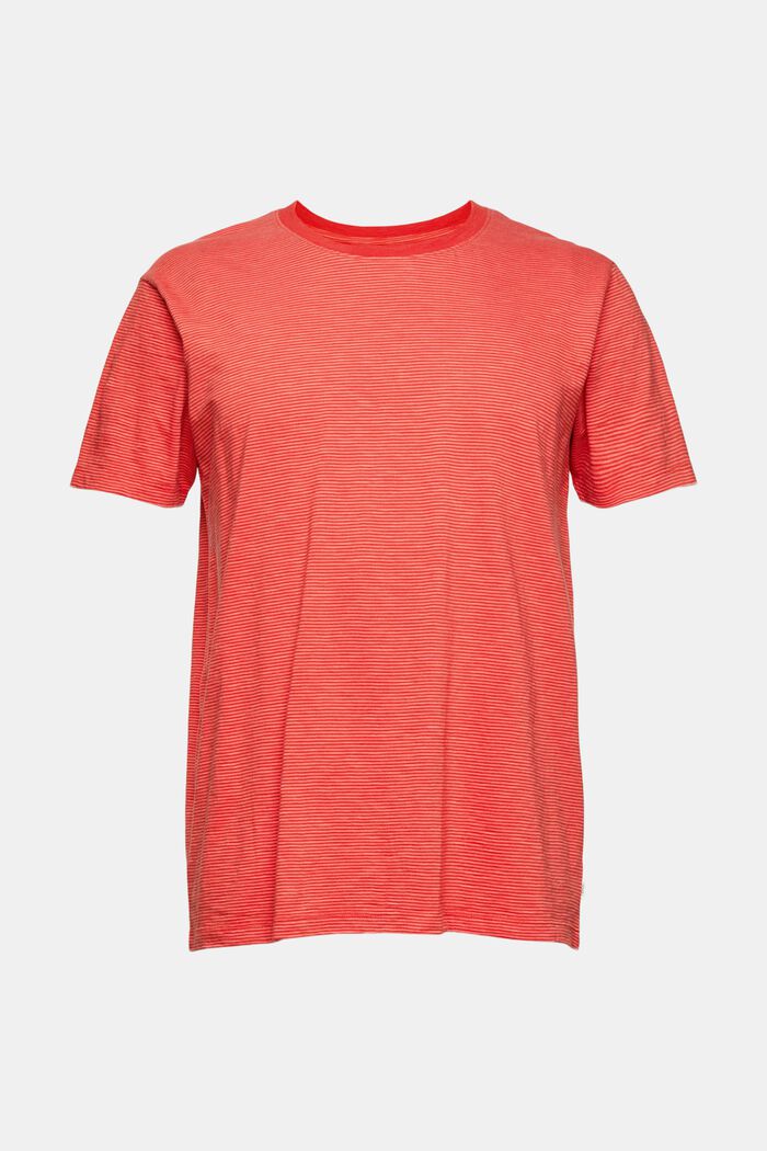 Jersey T-shirt met streepmotief, RED ORANGE, overview