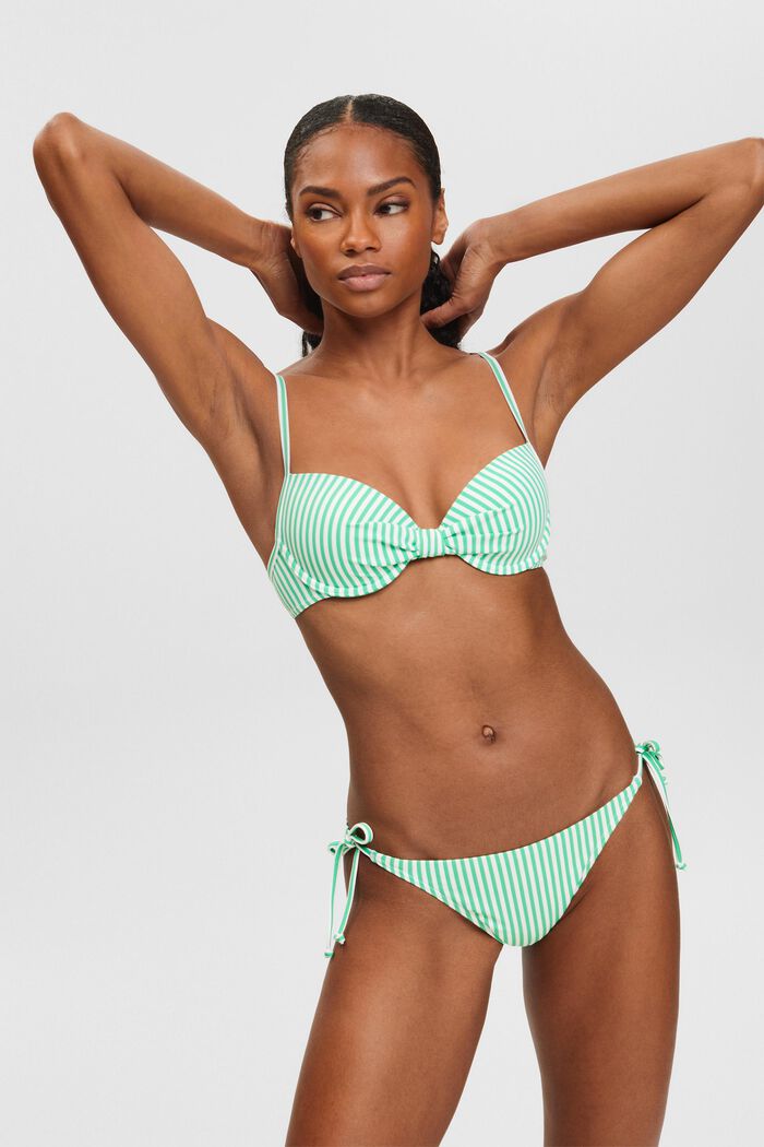 Gestreepte, gewatteerde bikinitop, GREEN, detail image number 4