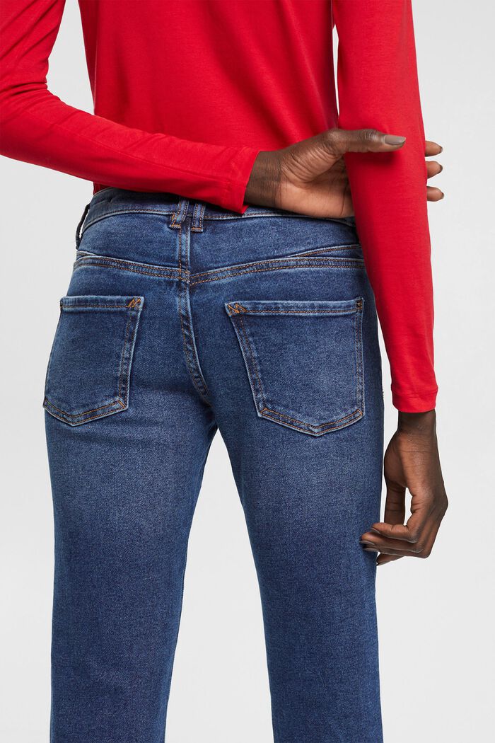 Straight leg jeans met hoge taille, BLUE DARK WASHED, detail image number 2