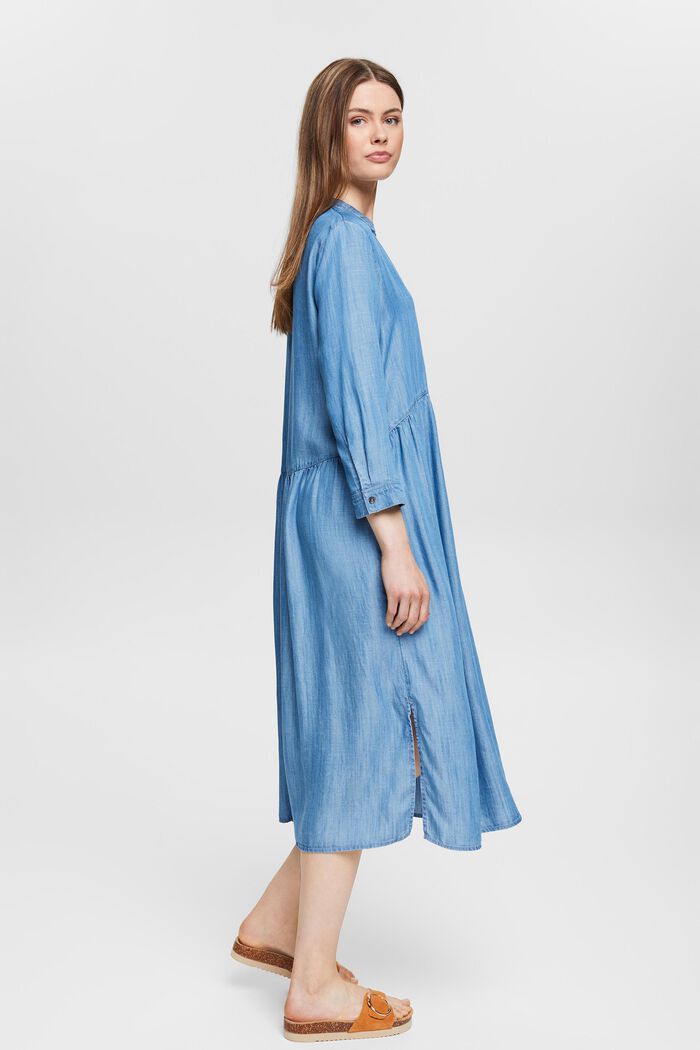 Van TENCEL™: midi-jurk met denimlook, BLUE MEDIUM WASHED, detail image number 4