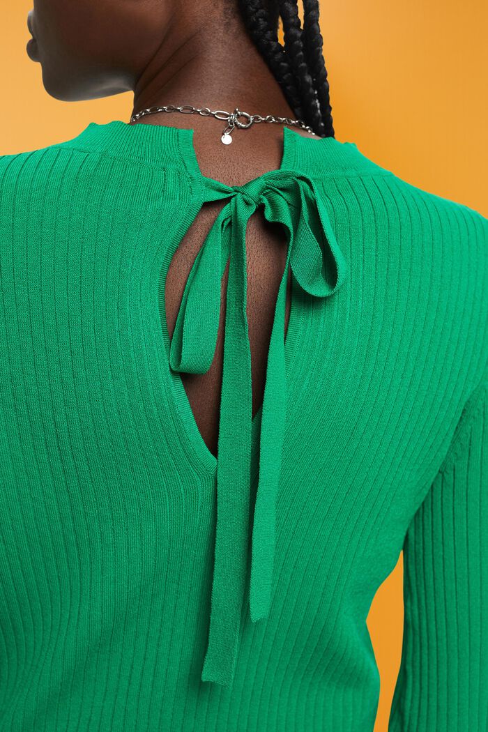 Trui met ronde hals en colour block, EMERALD GREEN, detail image number 2