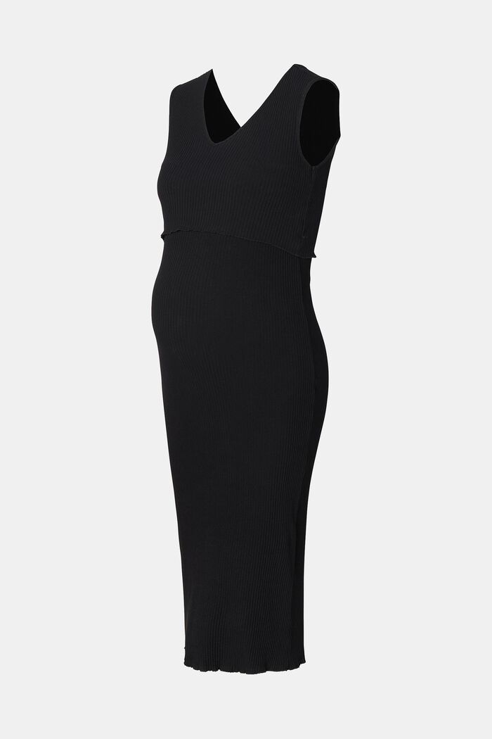 Geribde jurk met voedingsfunctie, organic cotton, BLACK INK, detail image number 6