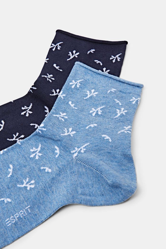 2 paar katoenen sokken met print, NAVY/BLUE, detail image number 2