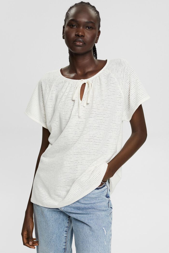 Met linnen: gestreept T-shirt, OFF WHITE, detail image number 0