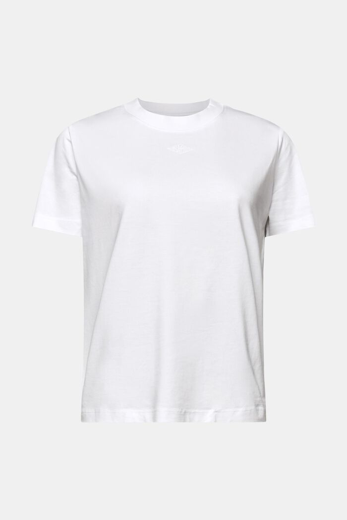 T-shirt met logoborduursel van pimakatoen, WHITE, detail image number 6