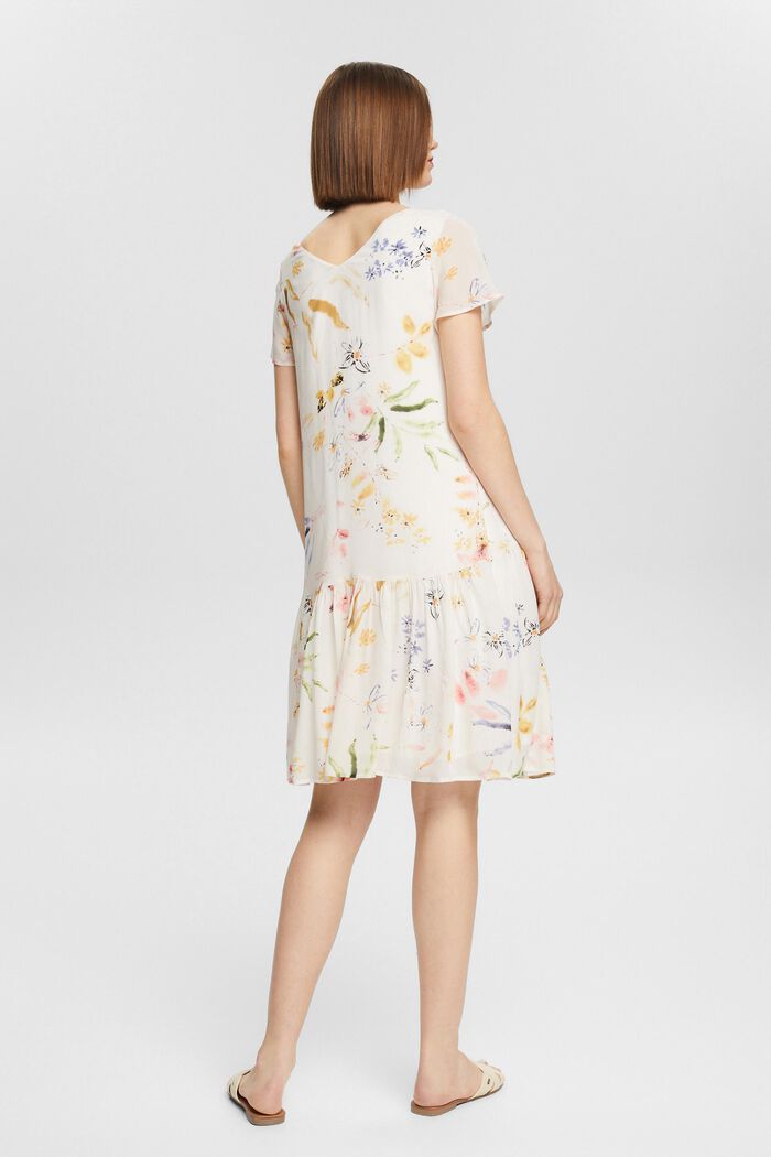 Chiffon jurk met bloemenmotief, LENZING™ ECOVERO™, OFF WHITE, detail image number 2