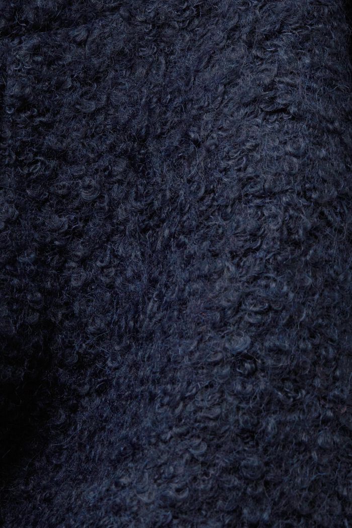 Mantel met capuchon uit een mix van krullende wol, NAVY, detail image number 4