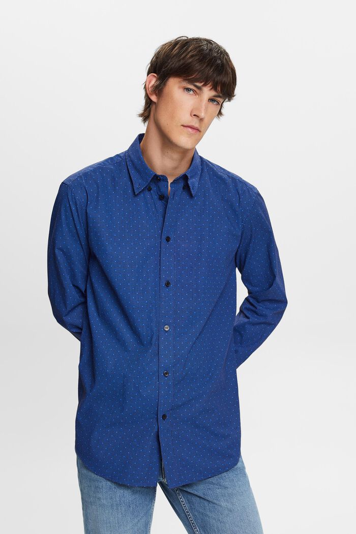 Buttondown-overhemd met motief, 100% katoen, BRIGHT BLUE, detail image number 0