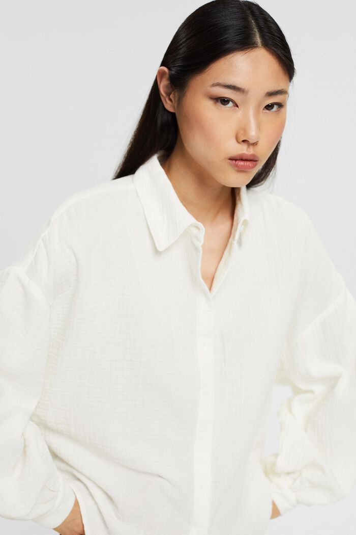 Oversized blouse met crinkled effect, OFF WHITE, detail image number 5