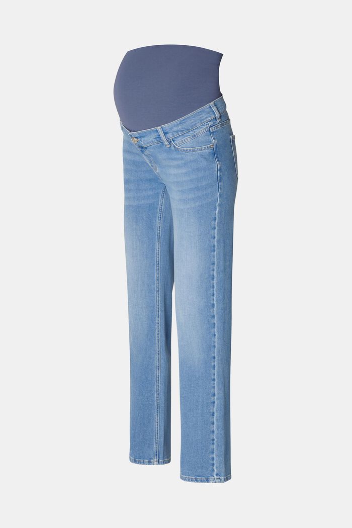 Jeans met rechte pijpen en band over de buik, BLUE MEDIUM WASHED, detail image number 2