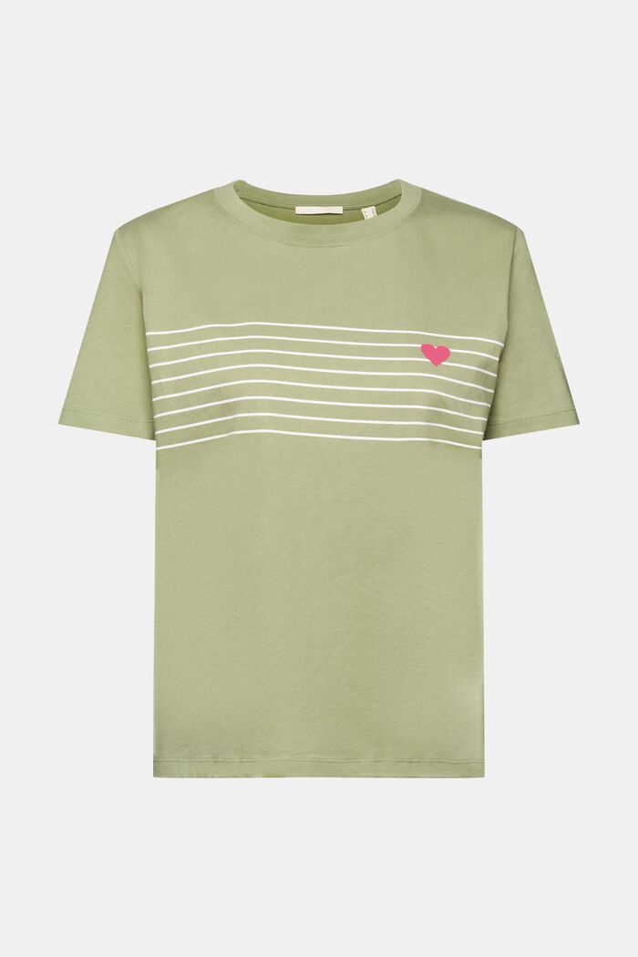 T-shirt met hartprint, LIGHT KHAKI, detail image number 6