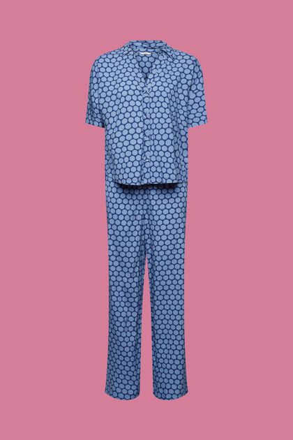 Pyjama met stippenprint, DARK BLUE, overview