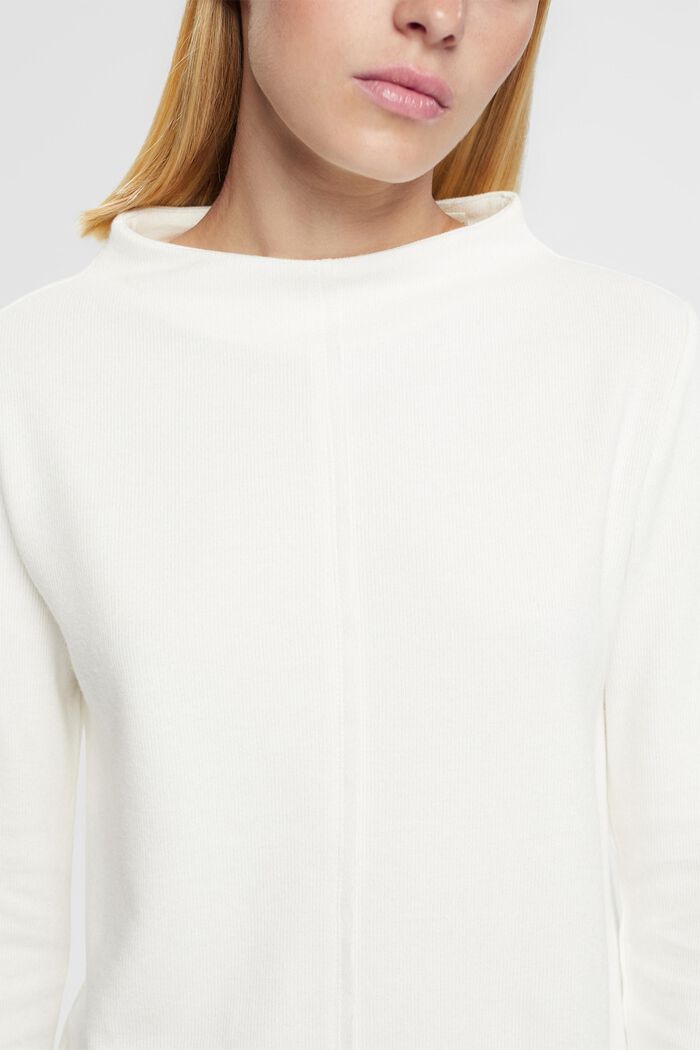 Sweatshirt met opstaande kraag, katoenmix, OFF WHITE, detail image number 0