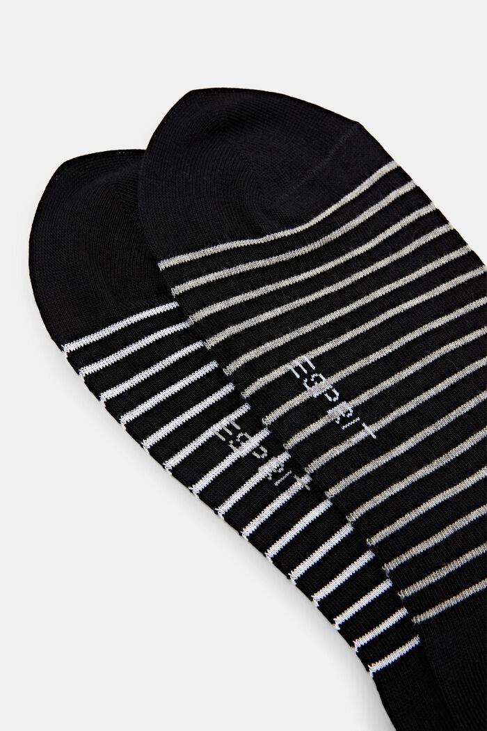 Set van 2 paar gestreepte, grofgebreide sokken, BLACK, detail image number 2