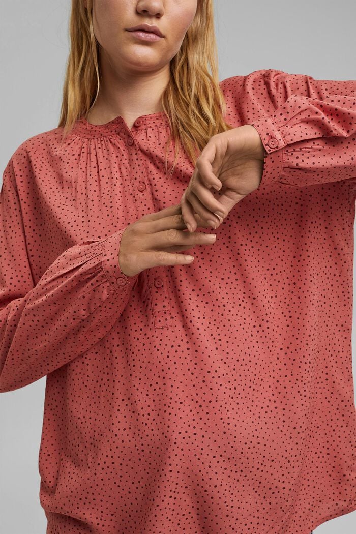 Henley blouse met print, LENZING™ ECOVERO™, CORAL, detail image number 2
