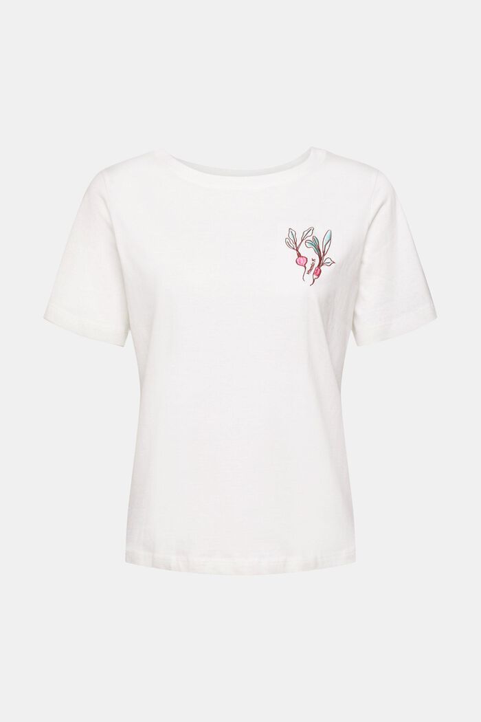 T-shirt met geborduurd motief, OFF WHITE, detail image number 6
