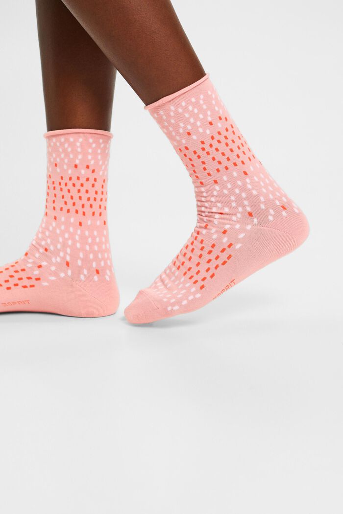 Set van 2 paar sokken met stippenmotief, organic cotton, ROSE/WHITE, detail image number 1