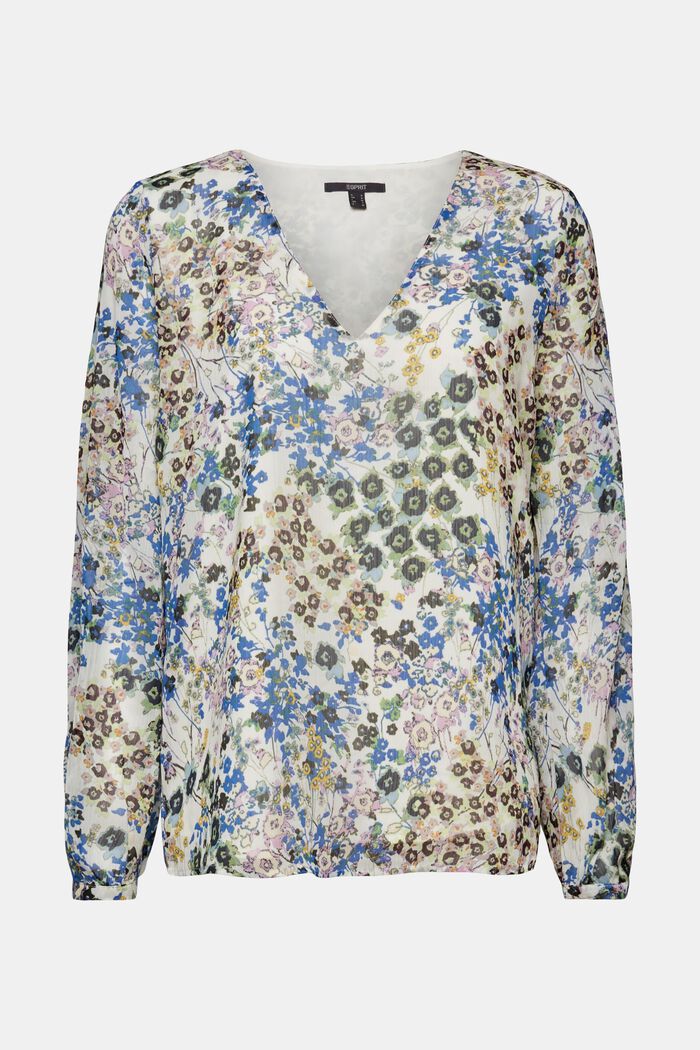 Crêpe blouse met millefleurs, LIGHT BEIGE, detail image number 6