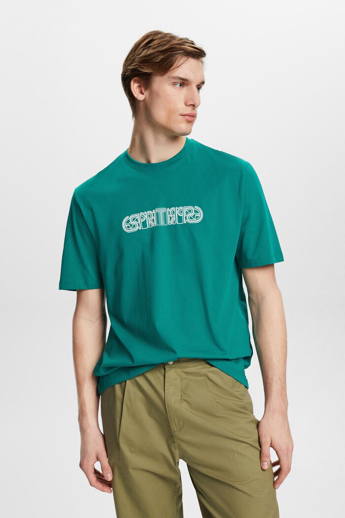 T-shirt met relaxed fit en logoprint, EMERALD GREEN, detail image number 0