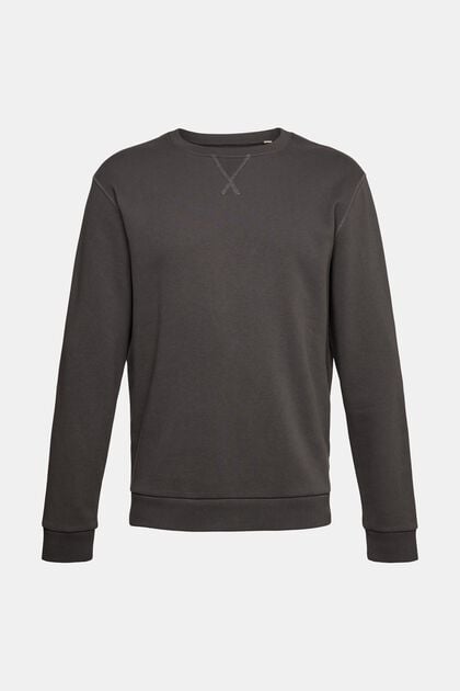 Effen sweatshirt met regular fit, DARK GREY, overview