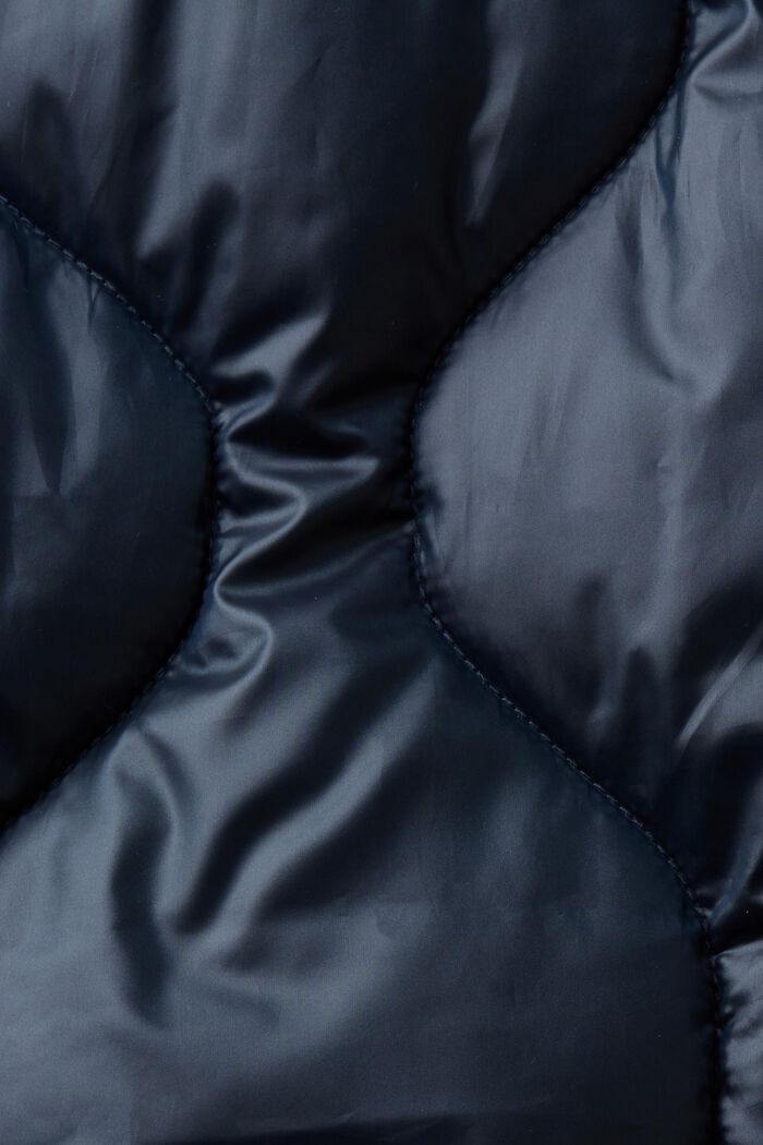 Gewatteerde mantel met ribgebreide kraag, NAVY, detail image number 5