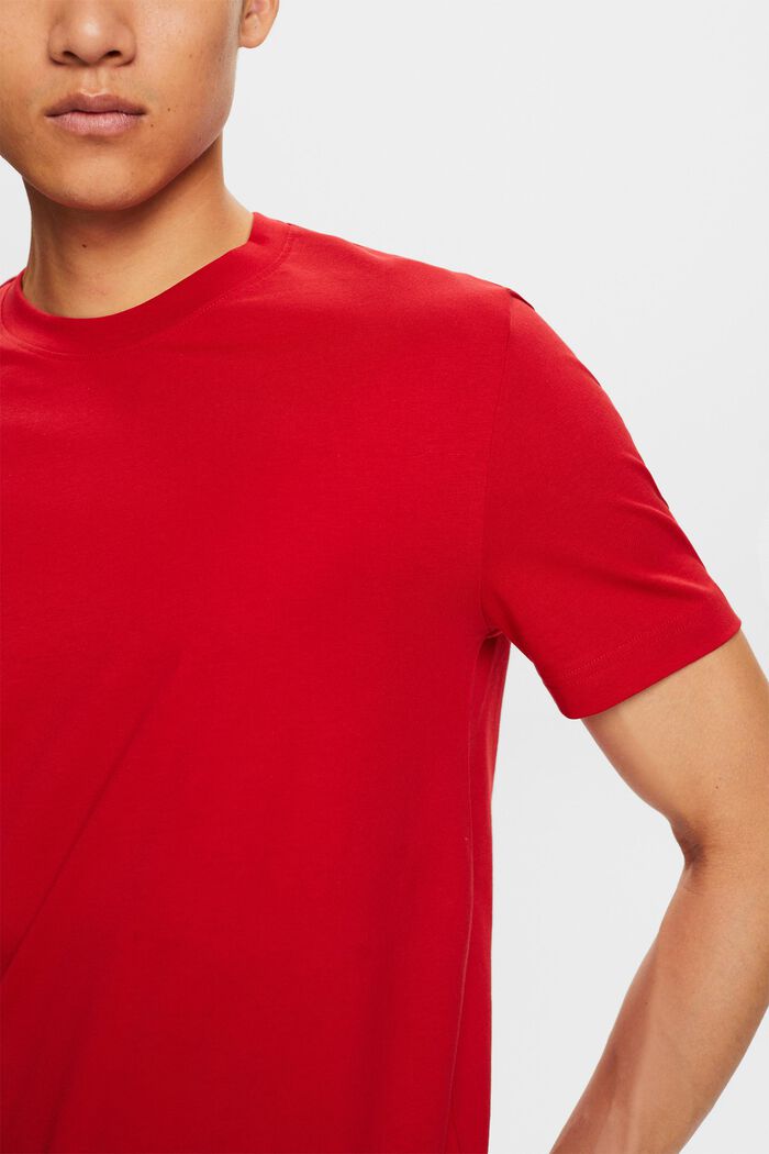 T-shirt van pima katoen-jersey met ronde hals, DARK RED, detail image number 2