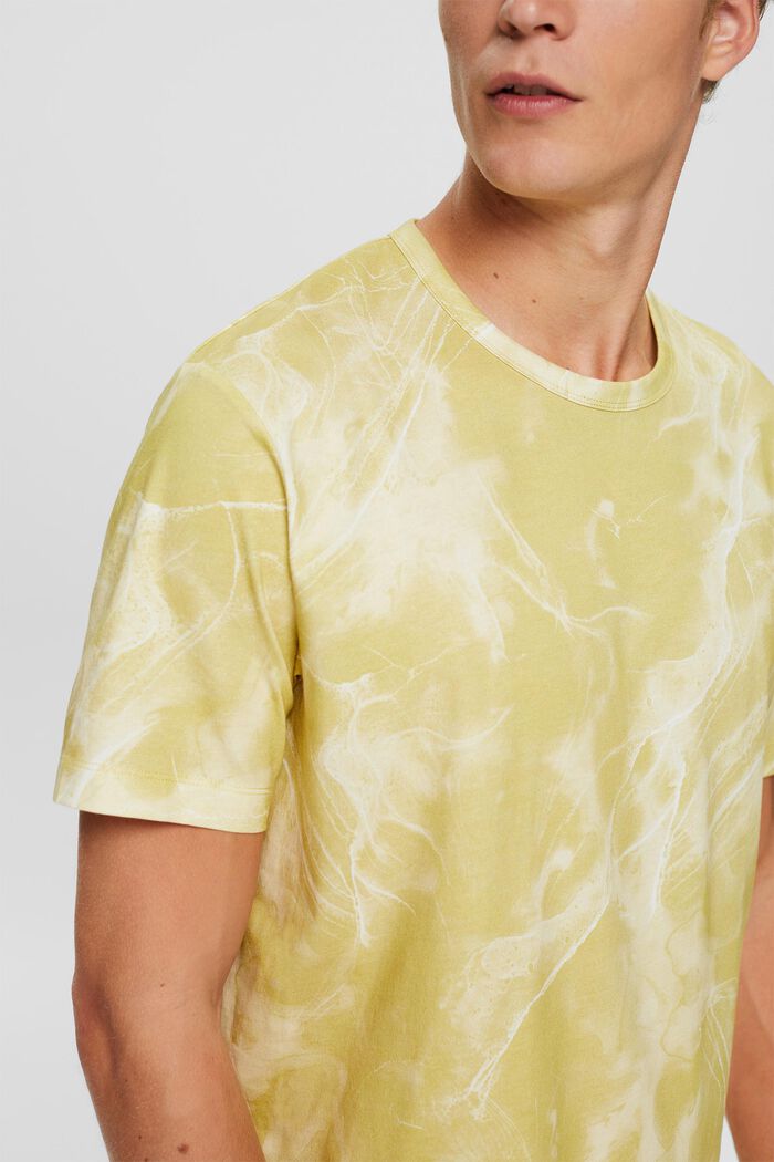 T-shirt met marmermotief, LIME YELLOW, detail image number 1