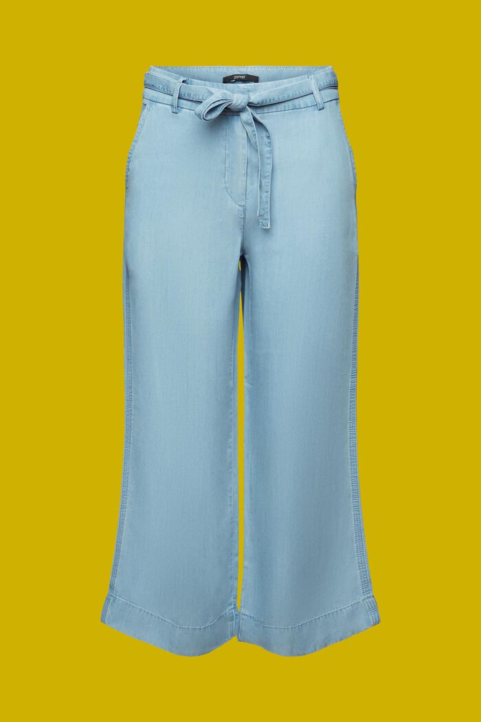 Kortere broek met wijde pijpen, TENCEL™, BLUE LIGHT WASHED, detail image number 7