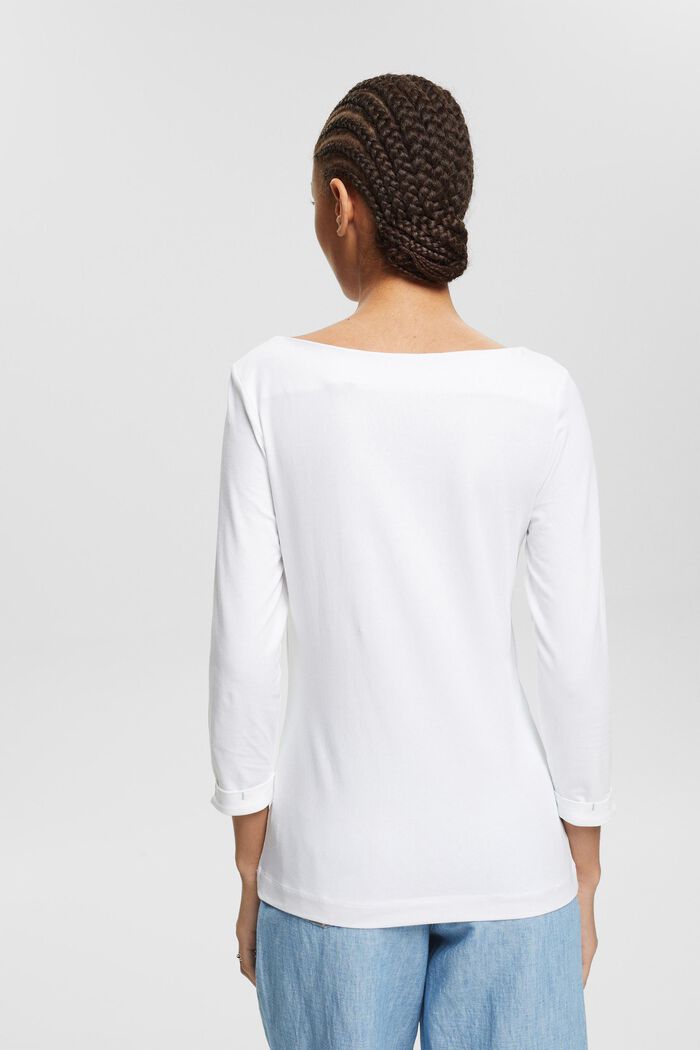 Shirt met 3/4-mouwen, WHITE, detail image number 3